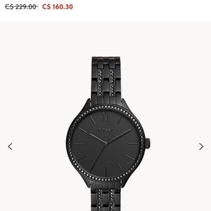 Fossil Three-Hand Black Stainless Steel Watch
